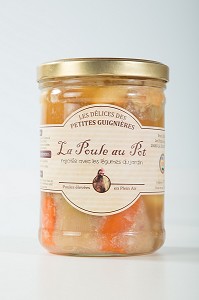 LA POULE AU POT AUX LEGUMES DU JARDIN, POULES ELEVEES EN PLEIN AIR, RECETTE ARTISANALE DE BRUNO DEBRAY, TERRE D'EURE-ET-LOIR, LA CROIX-DU-PERCHE (28), FRANCE 