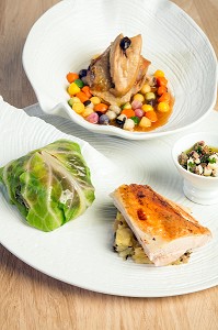 POULE AU POT REVISITEE, RECETTE DE LAURENT CLEMENT, LIVRE DES RECETTES DE TERROIR EN EURE-ET-LOIR (28), FRANCE 