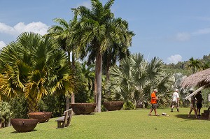 VIEILLES CUVES, ANCIEN CHAUDRON POUR CUIRE LA MELASSE, JARDIN BOTANIQUE DE PLANTES TROPICALES, HABITATION CLEMENT, ANCIENNE DISTILLERIE DE RHUM,  LE FRANCOIS, MARTINIQUE, ANTILLES FRANCAISES, FRANCE 