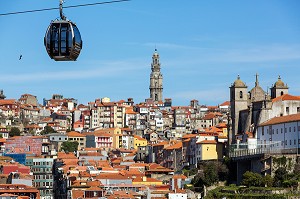 TELEPHERIQUE QUI RELIE LA VILLE BASSE DE VILA NOVA DE GAIA A LA VILLE HAUTE, PORTO, PORTUGAL 