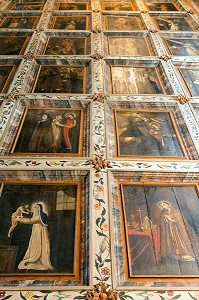 PEINTURE SUR BOIS AU PLAFOND DE LA VIE DU CHRIST, COUVENT DU CORPS DU CHRIST, VILA NOVA DE GAIA, PORTO, PORTUGAL 