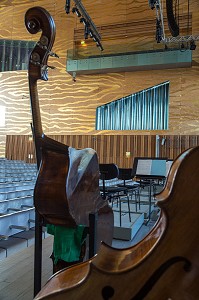 CONTREBASSES DANS LA SALLE DE CONCERT, CASA DA MUSICA (MAISON DE LA MUSIQUE), ARCHITECTE REM KOOLHAAS, PORTO, PORTUGAL 