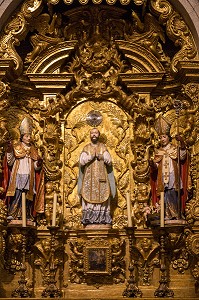 DETAIL DES DORURES INTERIEURES, EGLISE DOS CLERIGOS (IGREJA), PORTO, PORTUGAL 