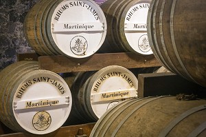 PETITS TONNEAUX DE VIEILLISSEMENT DU RHUM, DISTILLERIE MARTINIQUAISE DES PLANTATIONS SAINT-JAMES, SAINTE-MARIE, MARTINIQUE, ANTILLES FRANCAISES, FRANCE 