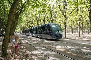 TRAMWAY, PLACE DES QUINCONCES, VILLE DE BORDEAUX, GIRONDE (33), FRANCE 