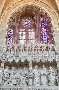 ADORATION DES MAGES, TOUR DE CHOEUR RENOVE VUE DU DEAMBULATOIRE SUD, CATHEDRALE NOTRE-DAME, CHARTRES (28), FRANCE 