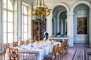 LA SALLE A MANGER, REPAS DE CHASSE, CHATEAU DE BIZY, VERNON (27), FRANCE 