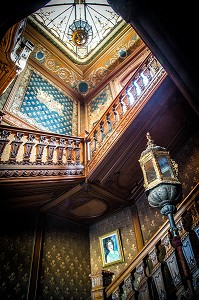 ESCALIER EN BOIS, CHATEAU DE BIZY, VERNON (27), FRANCE 