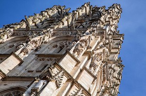 DETAIL DES SCULPTURES DE LA TOUR DE BEURRE, CATHEDRALE NOTRE-DAME, ROUEN (76), FRANCE 