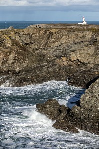 PHARE DES POULAINS SUR L'ILE DES POULAINS, SAUZON, MORBIHAN (56), FRANCE 