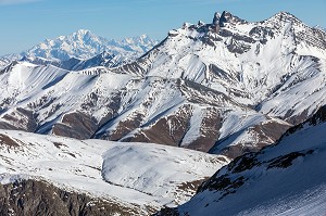 PANORAMA DE MONTAGNES EN HAUT DU TELEPHERIQUE DU JANDRY, LES DEUX-ALPES (38), FRANCE 