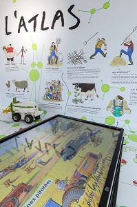 EXPOSITION INTERACTIVE (L'ATLAS DU MONDE AGRICOLE), MUSEE DU COMPA, CONSERVATOIRE DE L'AGRICULTURE, CHARTRES (28), FRANCE 