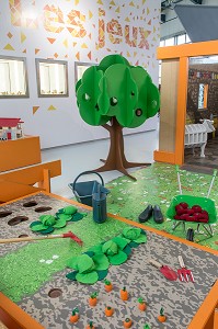 ESPACE LUDIQUE DECOUVERTE AVEC DES JEUX POUR LES ENFANTS, MUSEE DU COMPA, CONSERVATOIRE DE L'AGRICULTURE, CHARTRES (28), FRANCE 