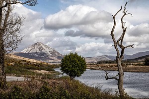 MONTAGNE ERRIGAL DEPUIS LE LAC LOUGH NACUNG, COMTE DE DONEGAL, IRLANDE 