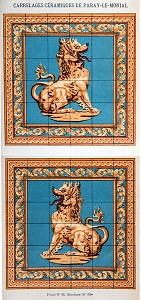 LES CHIMERES BIRMANES DU CATALOGUE DE 1896, MUSEE PAUL CHARNOZ, CARRELAGE CERAMIQUE D'ART, PARAY-LE-MONIAL (71), FRANCE 