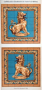 LES CHIMERES BIRMANES DU CATALOGUE DE 1896, MUSEE PAUL CHARNOZ, CARRELAGE CERAMIQUE D'ART, PARAY-LE-MONIAL (71), FRANCE 