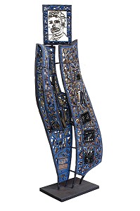 'LE RETOUR DE PAUL CHARNOZ, PAR GERARD BRIAND DE 2011, MUSEE PAUL CHARNOZ, CARRELAGE CERAMIQUE D'ART, PARAY-LE-MONIAL (71), FRANCE 