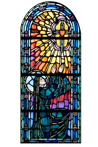 VITRAIL DE SAINTE MARGUERITE-MARIE ALACOQUE (1647-1690), APPARITION DU CHRIST, VOILA CE COEUR QUI A TANT AIME LES HOMMES, BASILIQUE DU SACRE COEUR, PARAY-LE-MONIAL (71), FRANCE 