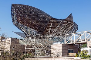 LA BALEINE DE BRONZE (BALENA IN BRONZO) DE L'ARCHITECTE FRANCK GEHRY, PASSEIG MARITIM DE LA BARCELONETA, BARCELONE, CATALOGNE, ESPAGNE 