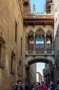 PONT DE LA CARRER DEL BISBE DE JOAN RUBIO BELLVER, QUARTIER GOTHIQUE, PLACE NOVA, BARCELONE, CATALOGNE, ESPAGNE 