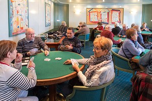 JEUX DE CARTES, SALLE DE JEUX, CROISIERE A BORD DE L'ASTORIA, SPITZBERG, SVALBARD, OCEAN ARCTIQUE, NORVEGE 