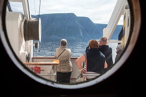 ARRIVEE SUR LE CAP NORD, CROISIERE A BORD DU BATEAU ASTORIA, FINNMARK, OCEAN ARCTIQUE, NORVEGE 