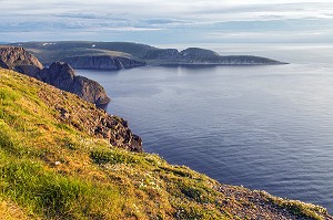 KNIVSKJELLODDEN, POINT LE PLUS SEPTENTRIONAL D'EUROPE, CAP NORD, VILLAGE DE NORDKAPP, FINNMARK, OCEAN ARCTIQUE, NORVEGE 