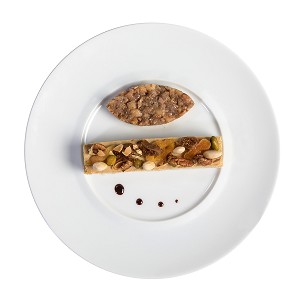 NOUGAT DE FOIE GRAS DE CANARD AUX FRUITS SECS, RECETTE DU CHEF ETOILE LAURENT CLEMENT, ATELIER DE CUISINE DU COURS GABRIEL, MARCHE DE SAISON, CHARTRES (28), FRANCE 