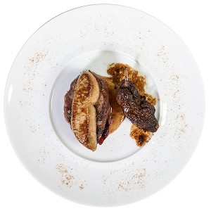 ROSSINI DE CANARD SAUVAGE AUX EPICES, RECETTE DU CHEF ETOILE LAURENT CLEMENT, ATELIER DE CUISINE DU COURS GABRIEL, MARCHE DE SAISON, CHARTRES (28), FRANCE 