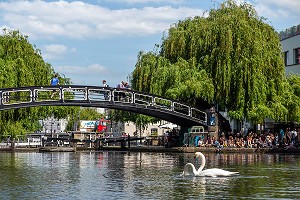 CYGNES ET PONT AU DESSUS DU REGENT'S CANAL, LONDRES, GRANDE-BRETAGNE, EUROPE 