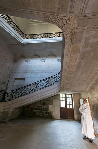 ESCALIER DES MATINES, ABBAYE NOTRE-DAME DU BEC CONSTRUITE AU XI EME SIECLE, LE BEC-HELLOUIN (27), FRANCE 