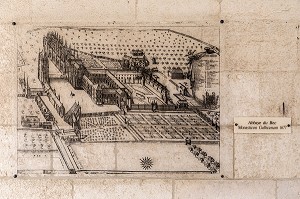 PLAN DATE DE 1677, ABBAYE NOTRE-DAME DU BEC CONSTRUITE AU XI EME SIECLE, LE BEC-HELLOUIN (27), FRANCE 