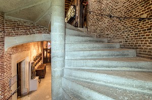 ESCALIER, CHATEAU DE MARTAINVILLE DU XV EME SIECLE, MARTAINVILLE-EPREVILLE (76), FRANCE 