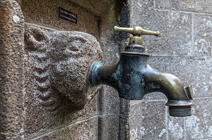 ROBINET DE LA FONTAINE DE L'ABBAYE DU MONT-SAINT-MICHEL (50), FRANCE 