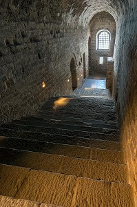 ESCALIER NORD-SUD DU XI EME SIECLE, ABBAYE DU MONT-SAINT-MICHEL (50), FRANCE 