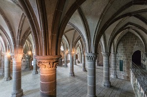 LA SALLE DES CHEVALIERS DU XIII EME SIECLE, ABBAYE DU MONT-SAINT-MICHEL (50), FRANCE 