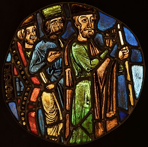 LES ROIS MAGES, ANONYME, VITRAUX DE LA COLLEGIALE SAINT-ETIENNE, XII EME SIECLE, MUSEE D'ART ET D'HISTOIRE, DREUX, EURE-ET-LOIR (28), FRANCE, MENTION OBLIGATOIRE : MUSEE D'ART ET D'HISTOIRE, DREUX 