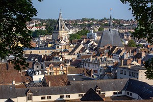 VUE DEPUIS LA CHAPELLE ROYALE (BEFFROI, CHAPELLE DE L'HOTEL-DIEU), VILLE DE DREUX, EURE-ET-LOIR (28), FRANCE 