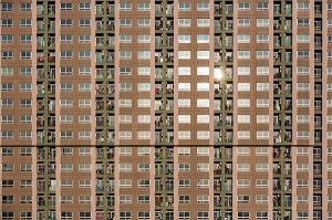DETAILS DE LA FACADE D'UN IMMEUBLE D'HABITATION, BANGKOK, THAILANDE 