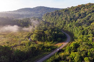 VUE SUR LA CANOPEE DE LA FORET AMAZONIENNE, ENTRE REGINA ET CACAO, GUYANE FRANCAISE, DEPARTEMENT-REGION D'OUTRE-MER, AMERIQUE DU SUD, FRANCE 