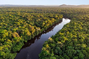 LA RIVIERE KOUROU AU MILIEU DE LA CANOPEE DE LA FORET AMAZONIENNE, GUYANE FRANCAISE, DEPARTEMENT-REGION D'OUTRE-MER, AMERIQUE DU SUD, FRANCE 