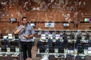 SALLE BUNKER DU SITE DE LANCEMENT DE LA FUSEE ARIANE, ESA (AGENCE SPATIALE EUROPEENNE), CNES (CENTRE NATIONAL D'ETUDES SPATIALES), KOUROU, GUYANE FRANCAISE, DEPARTEMENT-REGION D'OUTRE-MER, AMERIQUE DU SUD, FRANCE 