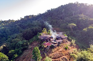 RESTAURANT HMONG LA BELLE VUE, BELVEDERE SUR LA CANOPEE DE LA FORET AMAZONIENNE, CACAO, GUYANE FRANCAISE, DEPARTEMENT-REGION D'OUTRE-MER, AMERIQUE DU SUD, FRANCE 
