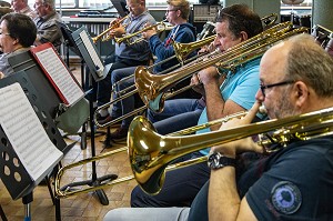 ECOLE DE MUSIQUE L'AVENIR RUGLOIS EN REPETITION, SALLE DE MUSIQUE, RUGLES (27), FRANCE 