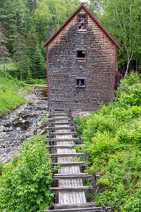 MOULIN A BLE EN BOIS, KINGS LANDING, VILLAGE HISTORIQUE ANGLOPHONE, PAROISSE DE PRINCE-WILLIAM, FREDERICTON, NOUVEAU-BRUNSWICK, CANADA, AMERIQUE DU NORD 