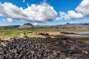 PLAGE DE BUDA, BUDHIR, PRESQU'ILE VOLCANIQUE DE GRUNDARFJORDUR, PENINSULE DE SNAEFFELSNES DECRITE DANS LE ROMAN DE JULES VERNES, ARNARSTAPI, ISLANDE 