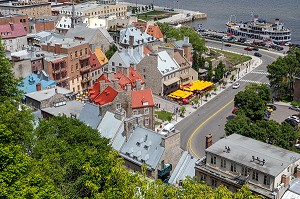 QUARTIER DU PETIT CHAMPLAIN AU BORD DU FLEUVE SAINT-LAURENT, QUEBEC, CANADA 