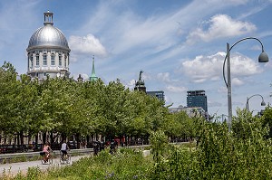 BALADE A VELO ET DOME DU MARCHE DE BON SECOURS, PROMENADE DU VIEUX PORT, MONTREAL, QUEBEC, CANADA 