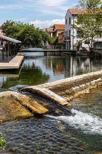 BALADE SUR LES BORDS DE LA SORGUE, QUAI JEAN JAURES, L'ISLE-SUR-LA-SORGUE, VAUCLUSE, LUBERON, FRANCE 