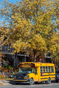 BUS JAUNE DE TRANSPORT SCOLAIRES POUR LES ECOLIERS, MONTREAL, QUEBEC, CANADA 